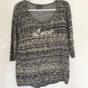 Sweet N Sinful Gray Lightweight Love Knit Scoop Neck Pullover Sweater Me…